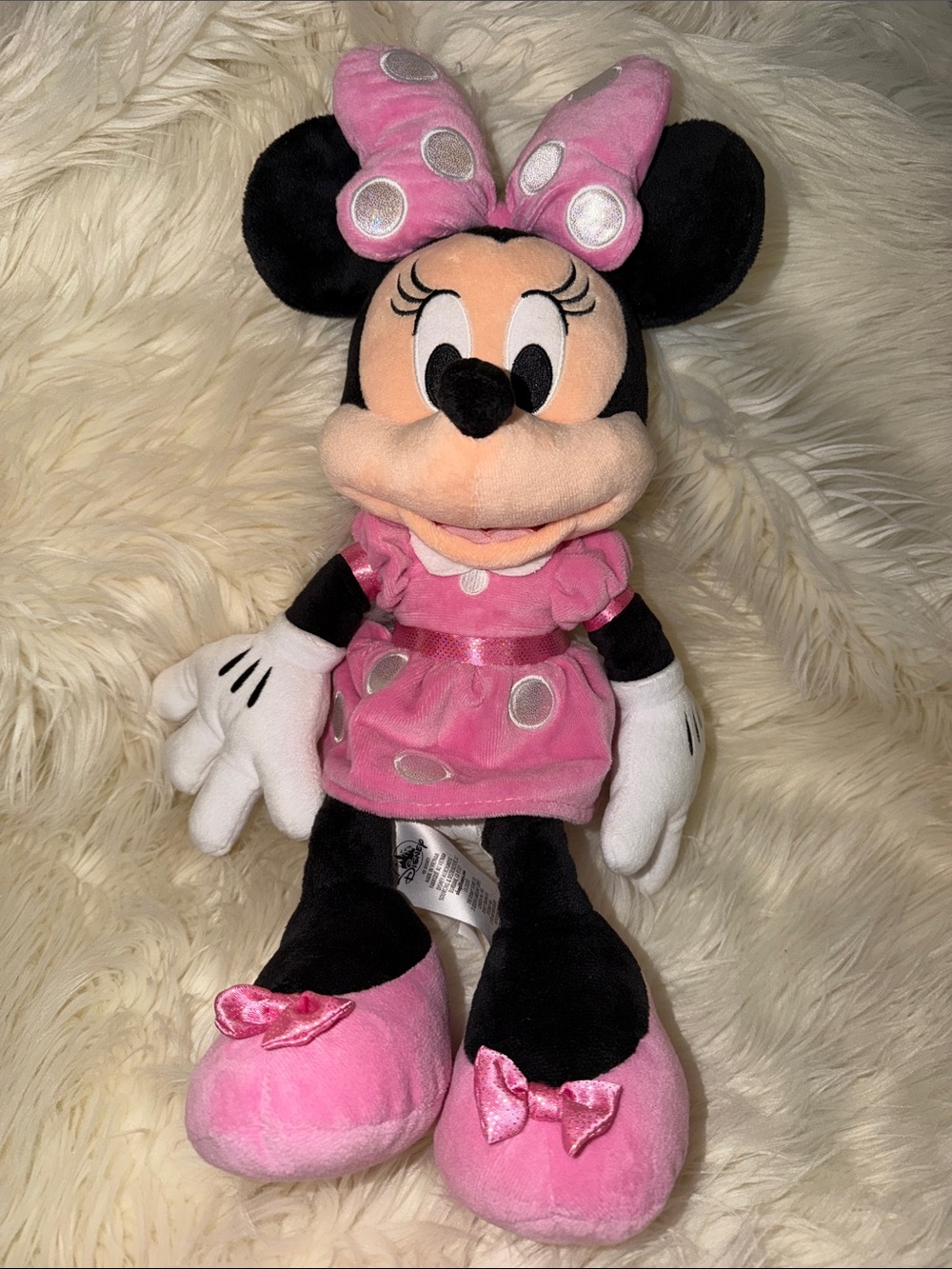 Disney Store Minnie Mouse Large Plush Pink Polka Dots 19” Doll Authentic Toy